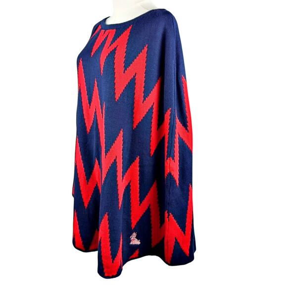 Emerson Street Red Blue Ole Miss Rebels Mississippi Poncho Cape Sz. S/M Peru NWT - Picture 2 of 9